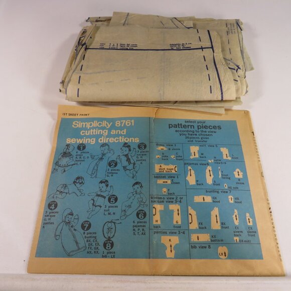 Simplicity Clothing Pattern 8761 (complete) Baby Clothes Newborn Vintage - Picture 3 of 5